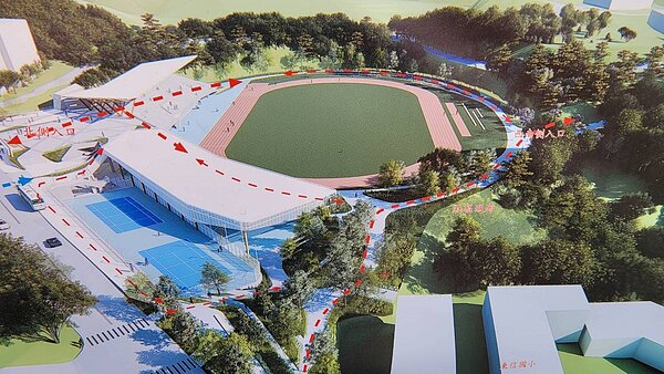基隆市立田徑場改建動工，2年工期開放部分學校空間替代。記者游明煌／翻攝