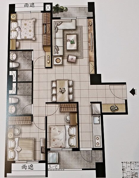 37坪三房格局圖/林和謙攝