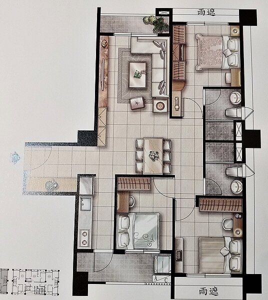40坪三房格局圖/林和謙攝