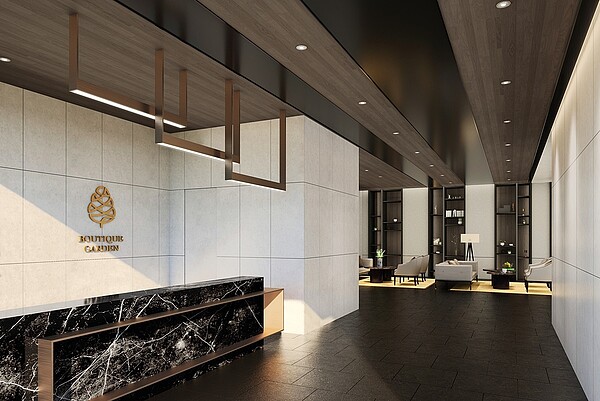 二期的沐石大廳挑高四米二,整體沉穩有質感/創意家行銷提供