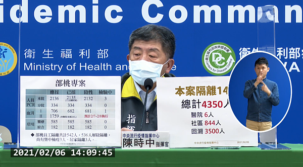 6日新增1例境外移入。圖/擷取自衛生福利部疾病管制署直播