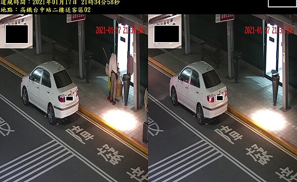 台中高鐵站的一樓、二樓旅客接送區常有違規停車狀況,影響周邊交通與其他用路人權益,台中市警局已設置AI執法設備,3月1日上線取締。圖/台中市警局提供