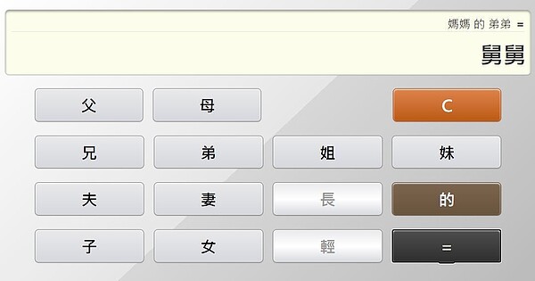 民眾開發「三姑六婆計算機」，一秒就能算出親戚正確稱謂。圖／截自三姑六婆網頁版