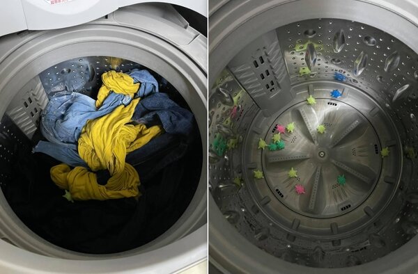 網友在網路上買了一款標榜防止衣物纏繞的「神奇洗衣球」。圖／取自《爆怨公社》
