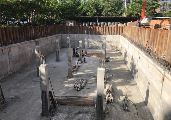 地下貯水槽結構體施工。圖／新北市政府提供