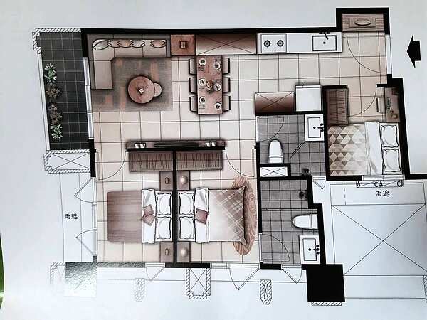 一開門就是廚房與臥室,網友們吐槽這格局「太獵奇」。圖/摘自PTT