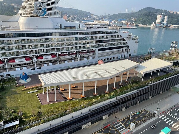台灣港務公司辦理基隆港東3、4碼頭擴建旅客服務設施招商,港方認為頂樓天空綠廊空間可望成為打卡熱點。圖/基隆港務分公司提供
