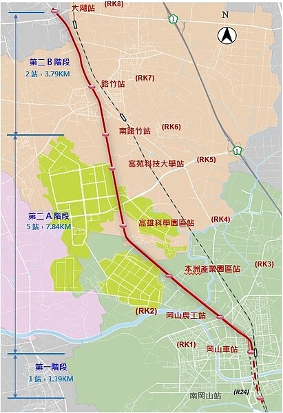 行政院核定高雄捷運岡山路竹延伸線2A規畫，高市捷運局表示可望今年12月底前動工。圖／高雄市捷運局提供
