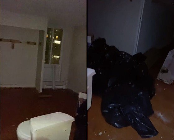 密室中其實就是另外一間公寓,但已廢棄且似乎還尚未完工,裡面堆積不少垃圾。圖/TikTok@samanthartsoe