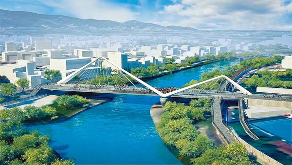 新北市水利局規畫改建三峽長福橋，打造新北第六座景觀橋。圖為模擬圖。（新北市水利局提供／葉德正新北傳真）