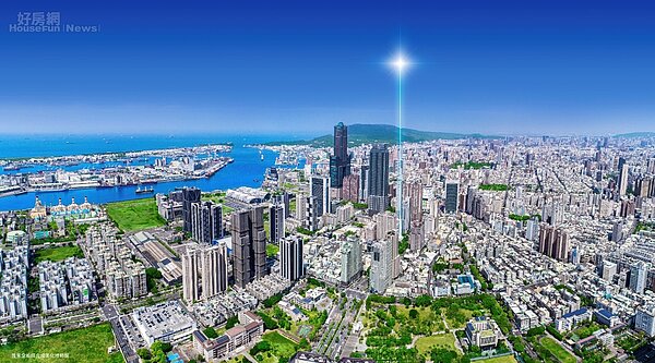 和陸寓邸與高雄日航酒店基地空拍圖。照片大陸建設提供