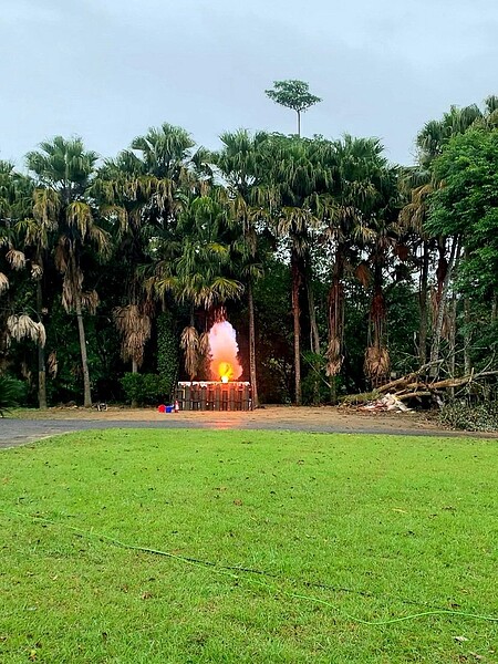 水利署今天下午委託中科院施放人工增雨焰彈,圖為過去同一地點施放焰彈畫面。圖/北區水資源局提供