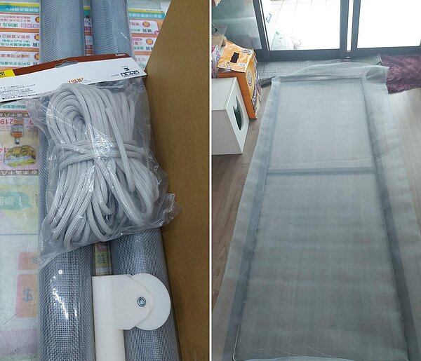 民眾買來材料DIY修繕紗門，與師傅報價對比差了12倍。合成照／取自臉書社團《爆怨2公社》