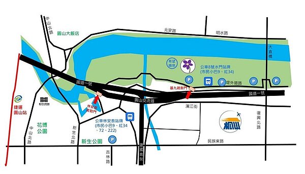 大佳河濱公園花海位置圖。圖/台北市政府提供