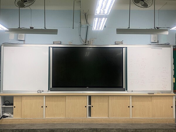 富安國小教室內的電子白板。(攝/陳怡璇)