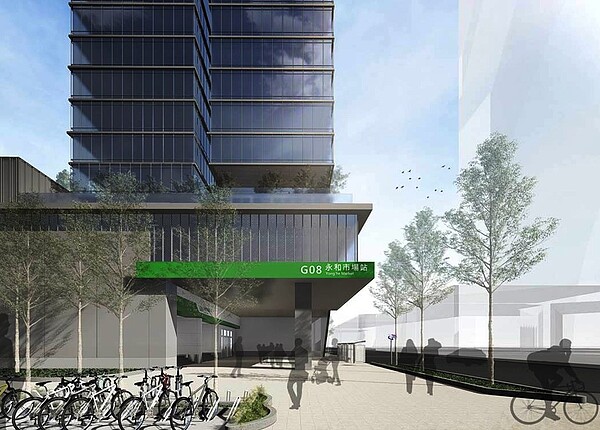 桃園舊永和市場走入歷史,用地建綠捷G08站體及開發大樓。示意圖/市府捷工局提供
