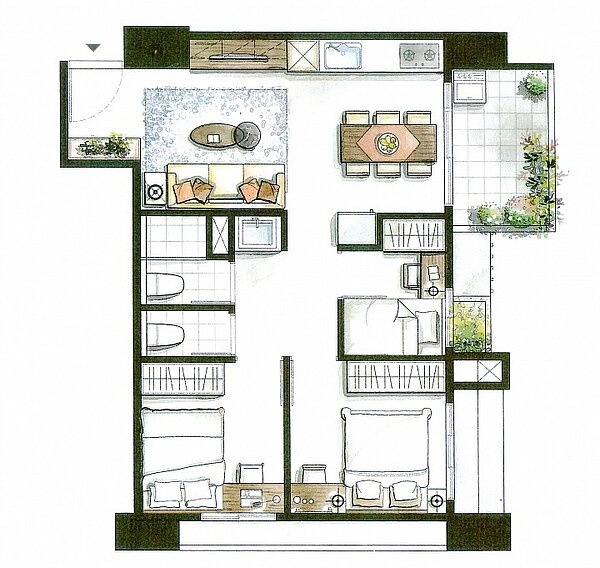 網友在PTT上貼出約17坪3房格局圖,被力勸「不要買」。圖/摘自PTT