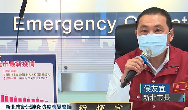 侯友宜25日說明新北市疫情狀況。圖／新北市疫情直播
