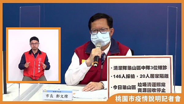 桃園市長鄭文燦28日下午召開桃園市疫情說明記者會。圖／截自鄭文燦臉書