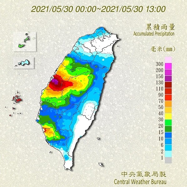 累積雨量圖。圖／取自氣象局網站