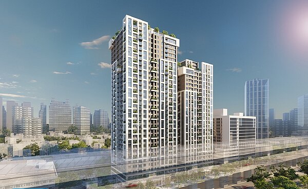 新北市中和區保二總隊基地都市更新案預計2026年完工啟用，該基地鄰近環狀線景平站，周邊機能便利、食衣住行都可輕鬆滿足。圖／皇翔建設