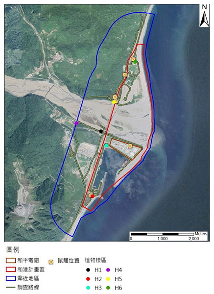 和平電廠生態調查點位。圖／取自環說書