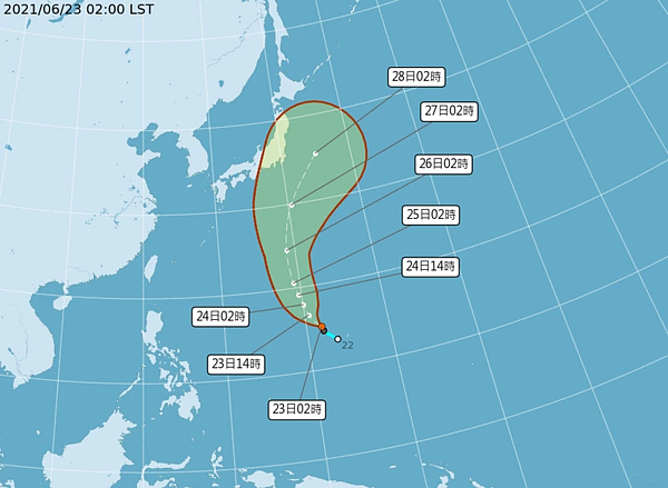 熱帶低壓路徑潛勢預報。圖/取自氣象局網站