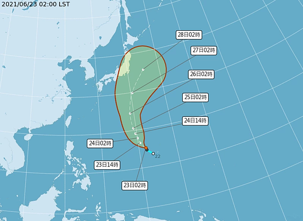 熱帶低壓路徑潛勢預報。圖／取自氣象局網站