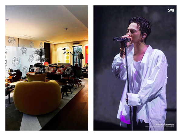 GD的居家佈置價值連城,其中黃色單人扶手沙發價值等同一棟房子。合成圖/(左)摘自GD IG;(右)摘自GD官方臉書粉絲專頁