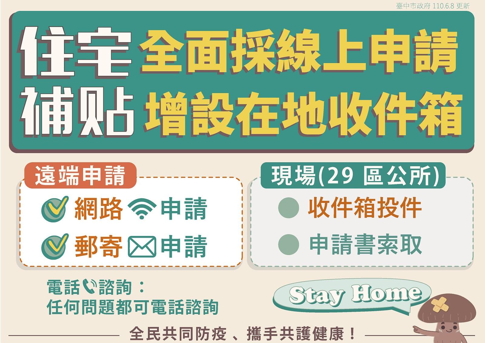 配合防疫 台中住宅補貼採線上申請另增 收件箱 供投遞 好房網news