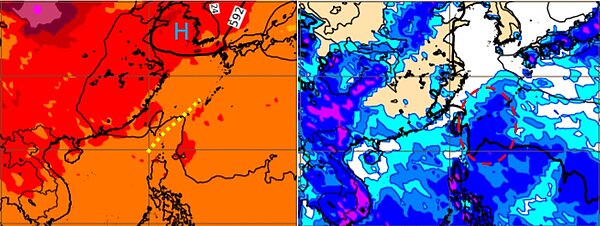 今、明兩天各地大多晴朗炎熱、紫外線強,最高溫約在36度左右。圖/取自「三立準氣象.老大洩天機」專欄