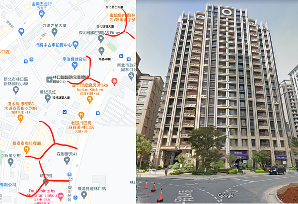 林口、路沖。圖/翻攝自GoogleMap