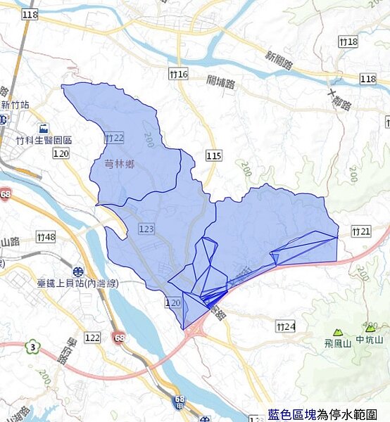 自來水公司公告芎林鄉停水範圍,包含鄉內6個村,影響至少2800戶。圖/自來水公司提供