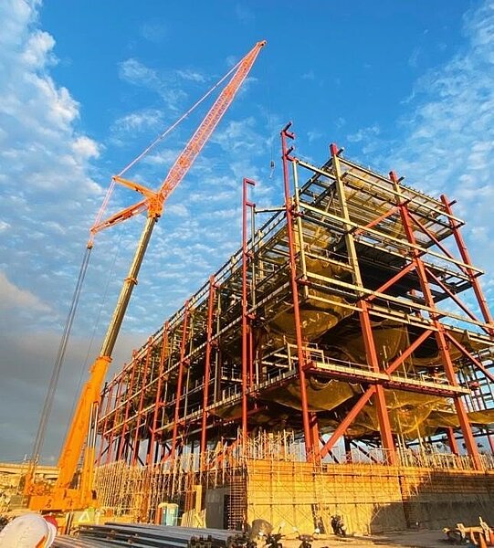 新北市立美術館是三鶯文創整合計畫重點項目,目前工程進度超前,預計2022年4月完工。圖/新北文化局提供