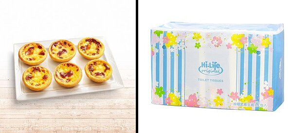 肯德基6入蛋塔禮盒及萊爾富8入衛生紙。圖／擷自肯德基及萊爾富官網