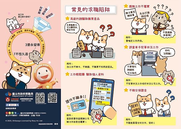 求職陷阱多，防騙「7不3要」別當冤大頭。圖／台北市政府提供