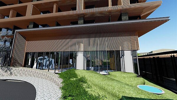 阿里山英迪格酒店配置84間客房，附設頂樓戶外酒吧、全日餐廳、屋頂觀星平台等設施。圖／嘉義縣政府提供