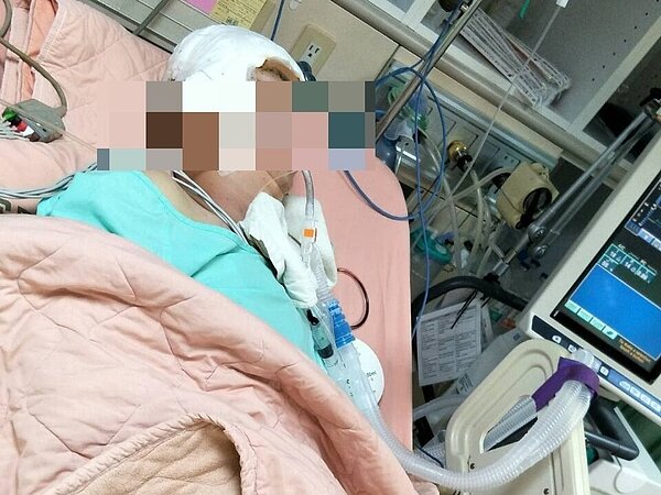 楊男右腦嚴重損傷,家屬一度放棄急救,後續恐長期癱瘓需大筆醫療支出。記者巫鴻瑋/翻攝