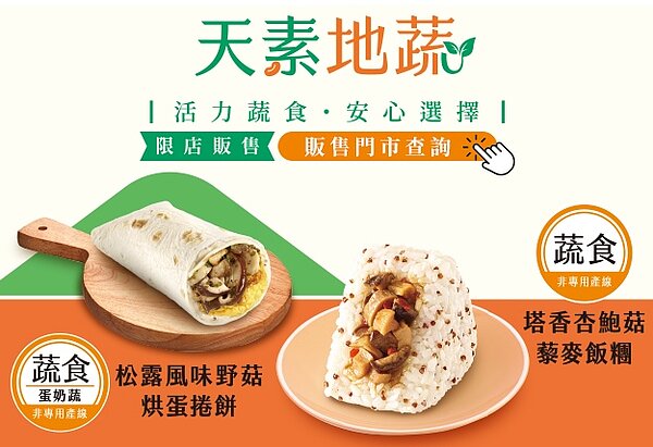 瞄準蔬食人口持續增加,超商雙雄掀起「蔬」食戰,7-ELEVEN自有鮮食品牌「天素地蔬」系列。圖取自7-ELEVEN官網
