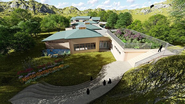 新竹市香山區華德福非營利幼兒園將於下半年完工，6月底招生，圖為校舍完工模擬圖。圖／新竹市政府提供