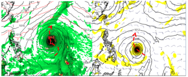 4月颱將生成？美國模式模擬與歐洲模式模擬颱風大小與路徑大不同。圖／擷自Tropical tidbits、「三立準氣象．老大洩天機」專欄