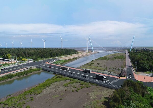 清水濱海橋因老舊列為危橋封閉，預計明年6月完工。圖／台中市建設局提供