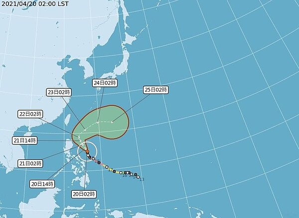 強颱舒力基周四離台灣最近。圖/擷取自氣象局網站
