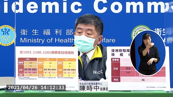 華航貨機機師26日再增2例確診。圖／取自衛生福利部疾病管制署直播影片