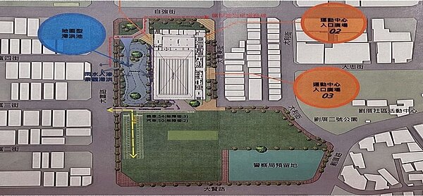 嘉義市政府將於自強街、大富路興建「西區全民運動館」,占地3公頃。圖/記者林伯驊翻攝