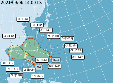 第13號颱風「康森」形成，氣象局表示，其對台無直接影響。圖／截自中央氣象局