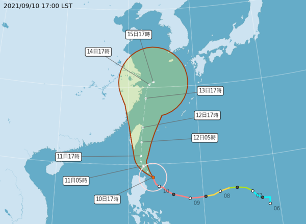 強颱璨樹發布陸上颱風警報。圖／取自中央氣象局