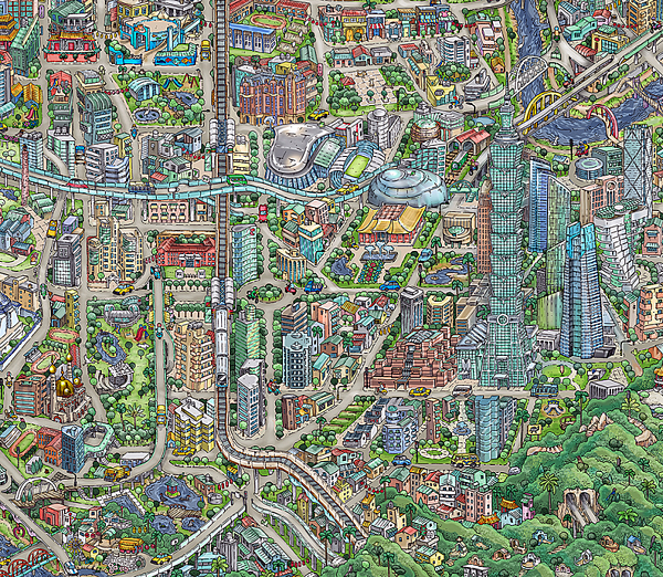 湯姆帕克耗時3年繪出的《台北地圖》。圖/台北觀傳局