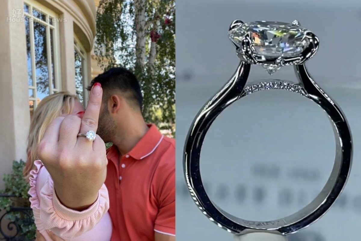 「小甜甜」布蘭妮在IG上宣布訂婚喜訊,新郎獻上訂製的4克拉鑽戒。圖/摘自IG