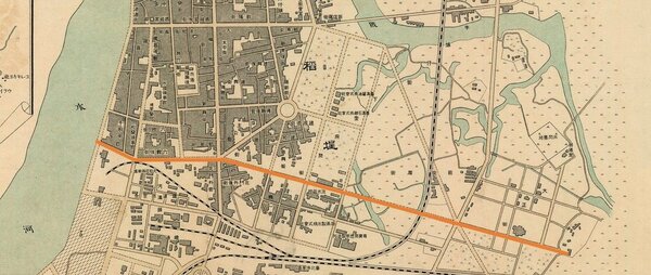此台北市街圖為1914年所繪制，當時長安東、西路的前身就已有部分開闢了，虛線部分為預定道路。圖／台北市工務局提供